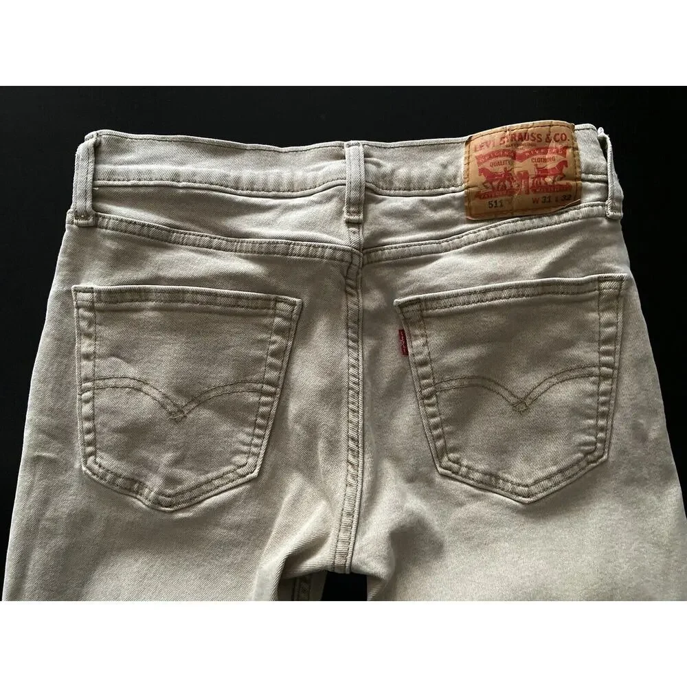 LEVI’S 511 Slim Fit Tan Denim Jeans sz 31x32 (actual 29x29)